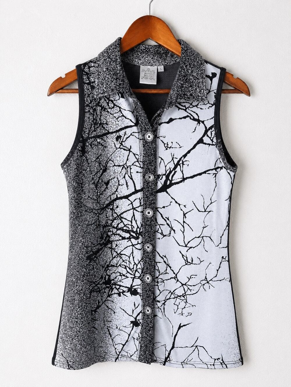 Parsley & Sage Top S Black White Floral Knit Button Front Dark Boho Artsy